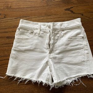 White High Rise Denim Shorts